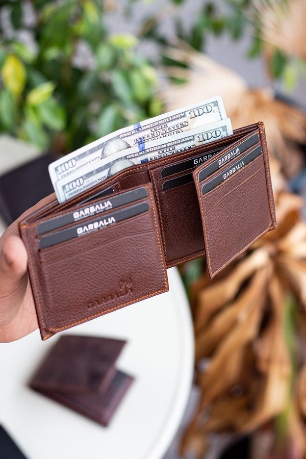 Garbalia Garbalia Porto Genuine Leather Classic Brown Men's Wallet with Wide Card Holder.