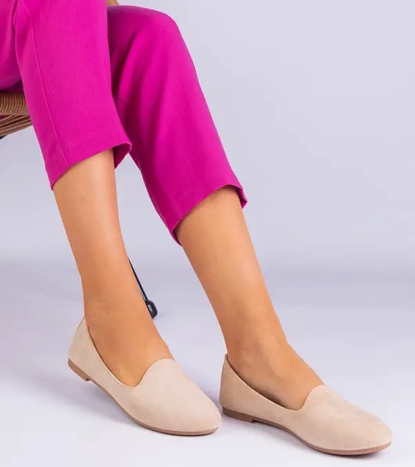 Gemre Gemre Beige classic eco-suede ballet flats Valensia