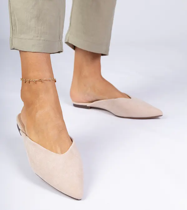 Gemre Gemre Beige elegant eco-suede mules Sarium