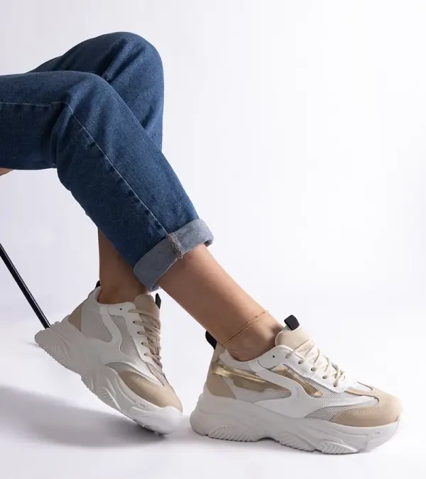 Gemre Gemre Beige-gold women's sneakers Milenka