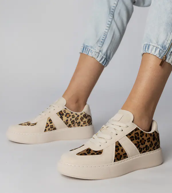 Gemre Gemre Beige Leopard Women's Sneakers Toris