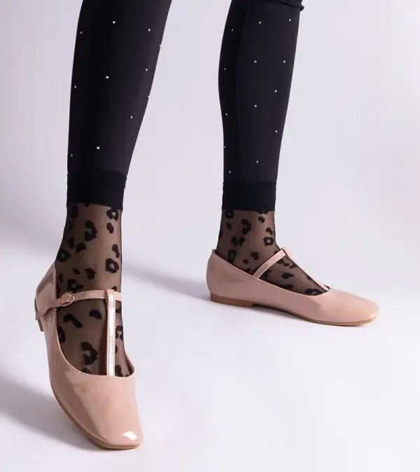 Gemre Gemre Beige Patent Ballet Flats with Strap Marseille