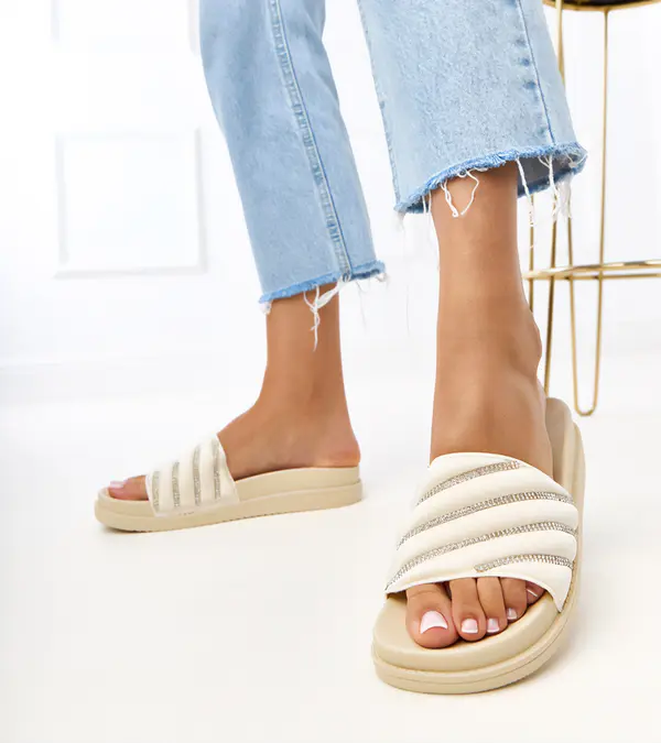 Gemre Gemre Beige Slippers with Rhinestones Cardona