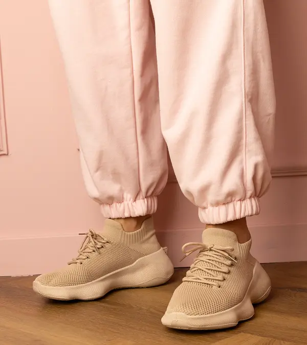 Gemre Gemre Beige sporty sneakers with sock-like upper Zurry