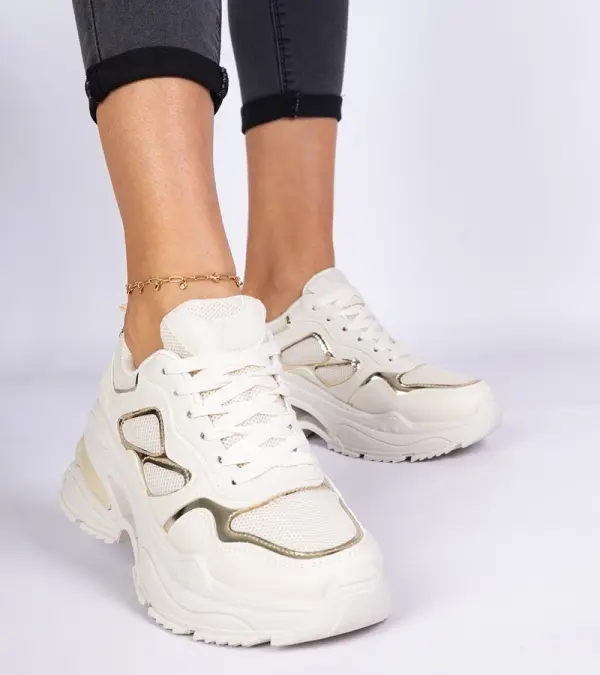 Gemre Gemre Beige women's sneakers decorated with glitter Sandoria