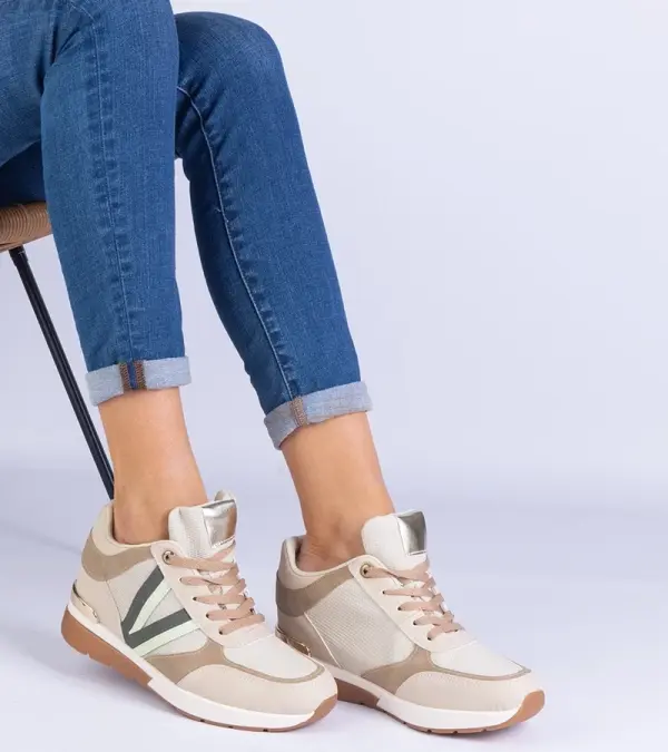 Gemre Gemre Beige women's sneakers with hidden wedge Ninella