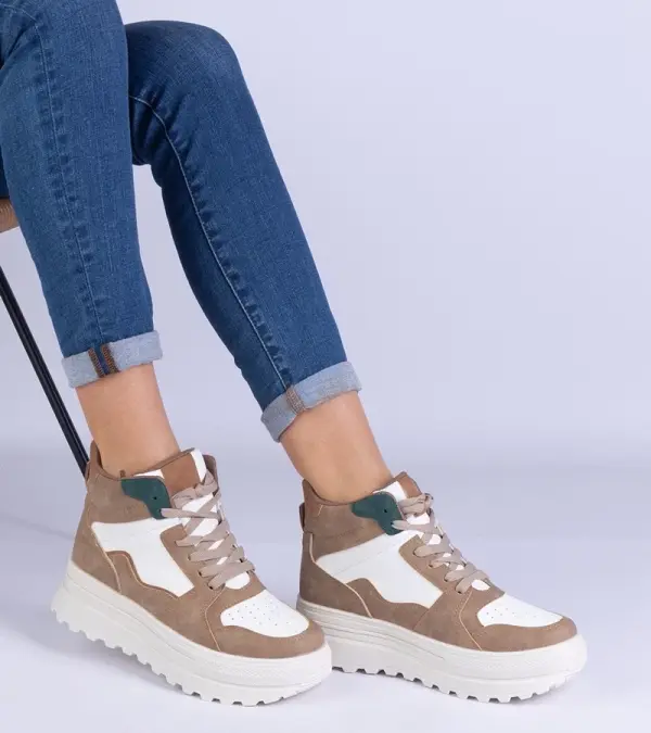 Gemre Gemre Beige women's sports platform sneakers Sunline