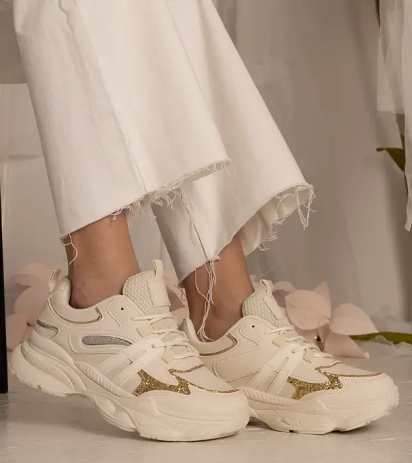 Gemre Gemre Beige women's sports sneakers with glitter Maleda