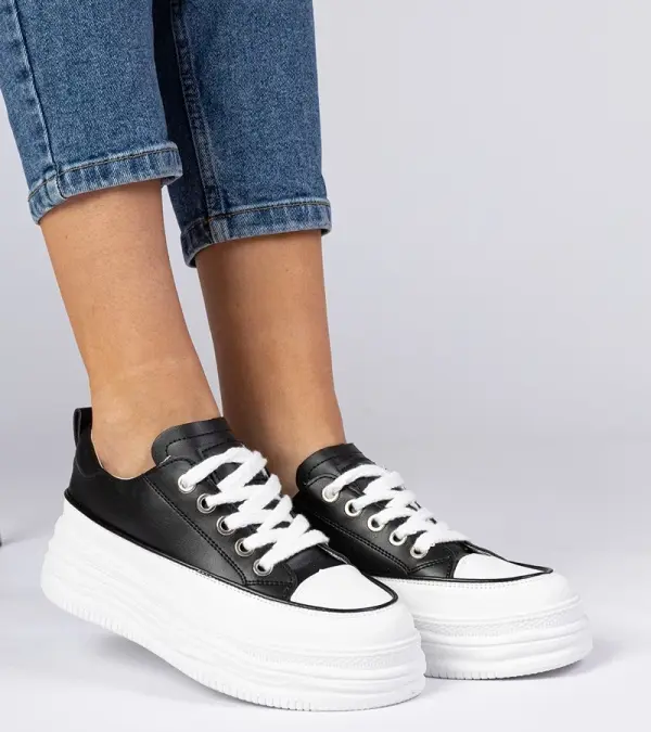 Gemre Gemre Black and white women's high-sole sneakers Selina