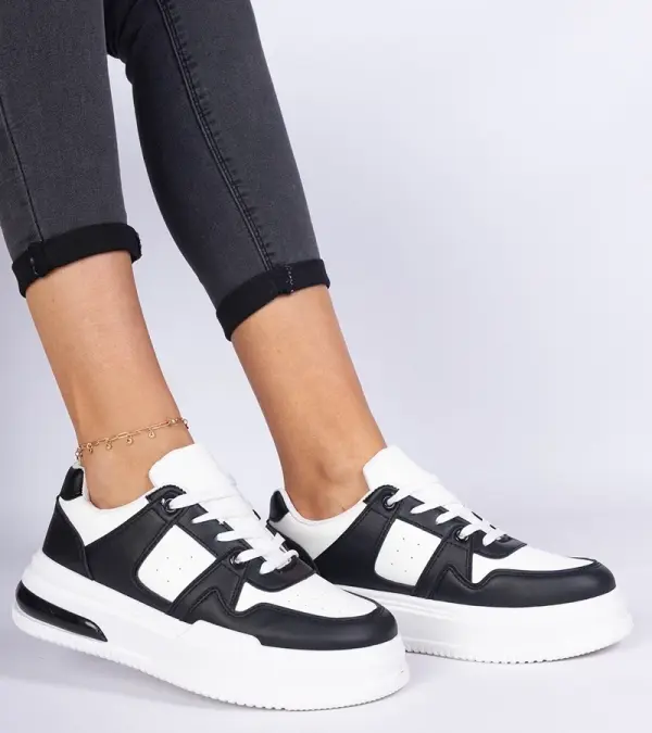 Gemre Gemre Black and white women's sneakers with thick sole Rossio