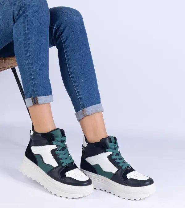 Gemre Gemre Black and white women's sports platform sneakers Sunline