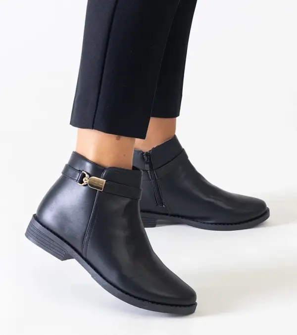 Gemre Gemre Black ankle boots with gold inserts eco-leather Casetra