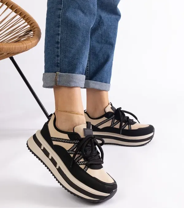 D/CEO Gemre Black-beige women's sneakers Renetta