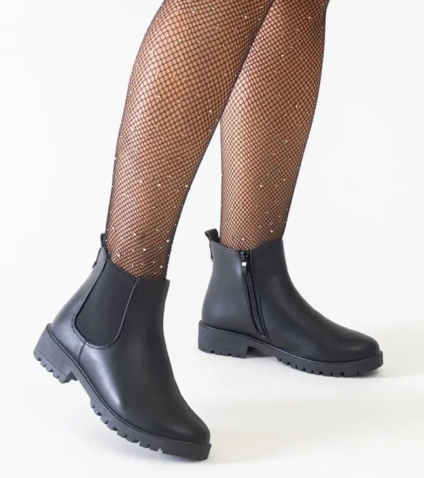 Gemre Gemre Black classic casual eco-leather ankle boots Salara