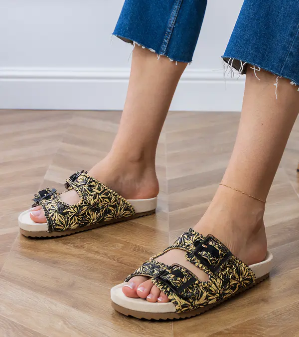 Gemre Gemre Black crochet sandals with buckles on straps Firada