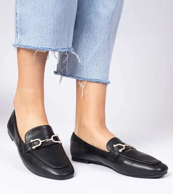 Gemre Gemre Black elegant loafers with rhinestones Banzao