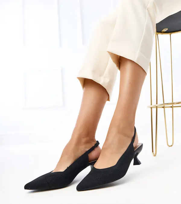 Gemre Gemre Black fabric low-heeled pumps Cassie