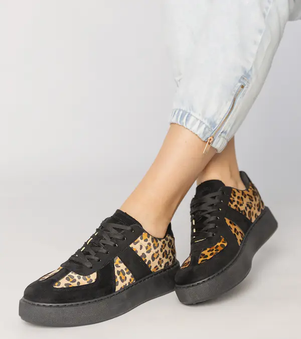 Gemre Gemre Black leopard print women's sneakers Toris