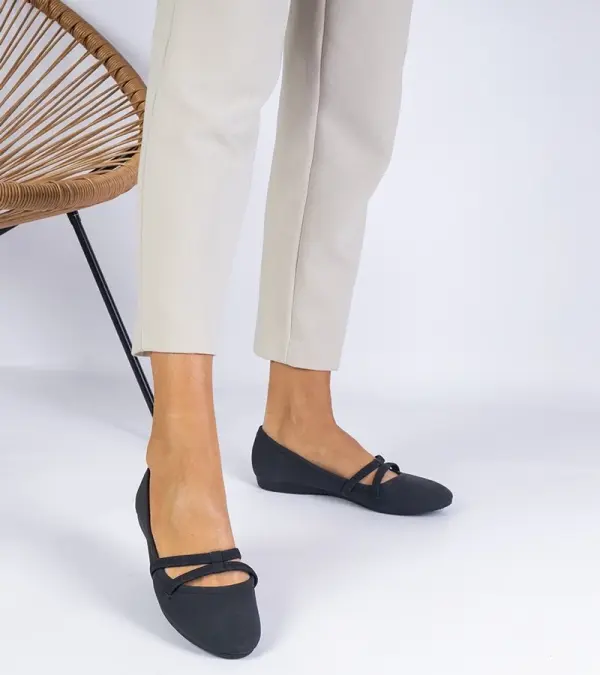 Gemre Gemre Black matte eco-leather women's ballet flats Baronna