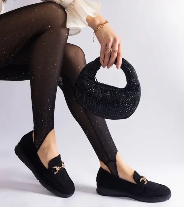 Gemre Gemre Black perforated women's moccasins made of eco suede Sandoval