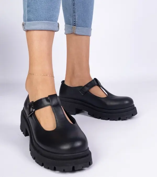 Gemre Gemre Black platform faux leather shoes Belever