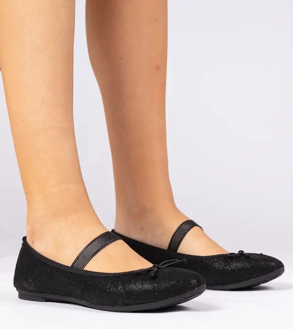 Gemre Gemre Black women's ballet flats with an elastic bow Lerona