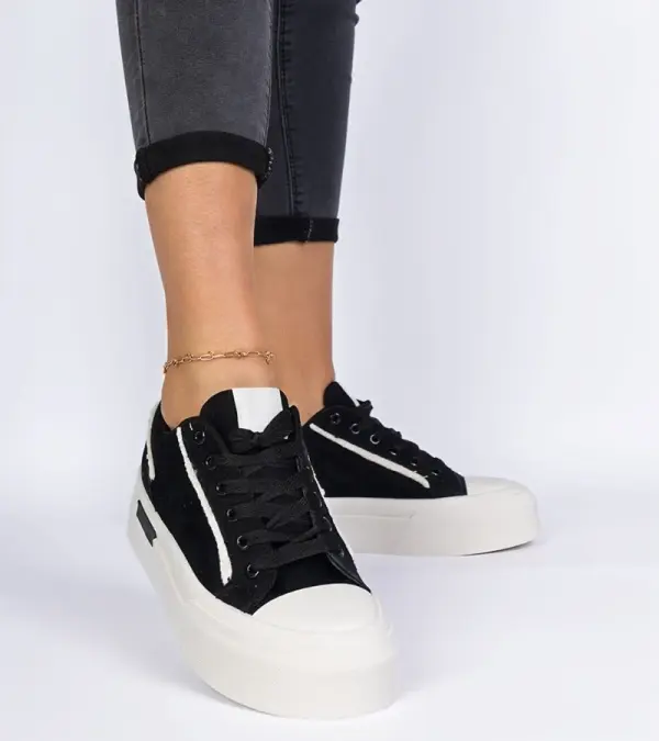Gemre Gemre Black women's fabric platform sneakers Verinos
