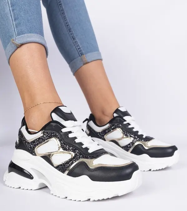 Gemre Gemre Black women's sneakers decorated with glitter Sandoria