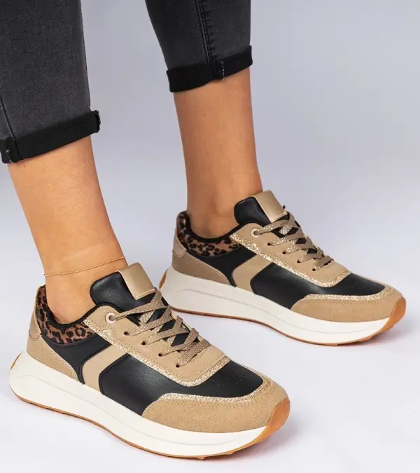 Gemre Gemre Black women's sneakers with glitter and animal print Markuta