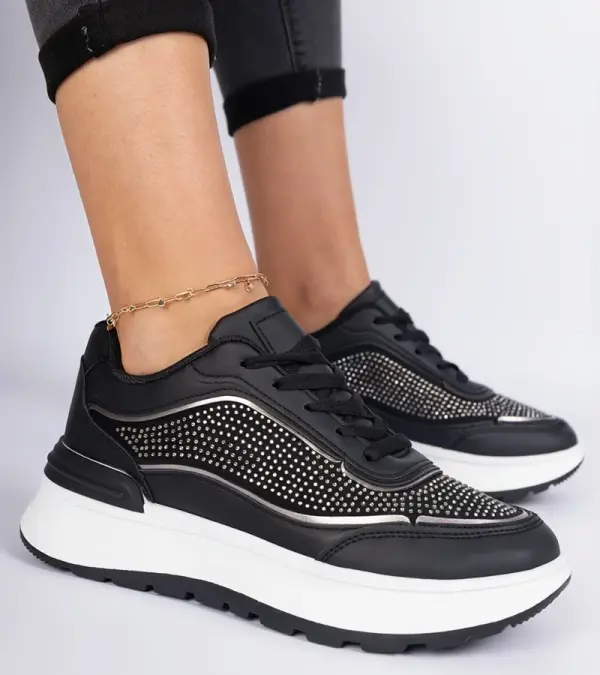 Gemre Gemre Black women's sneakers with rhinestones Fucco