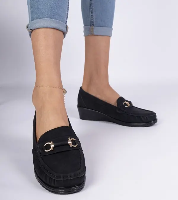 Gemre Gemre Black women's wedge loafers Sameri