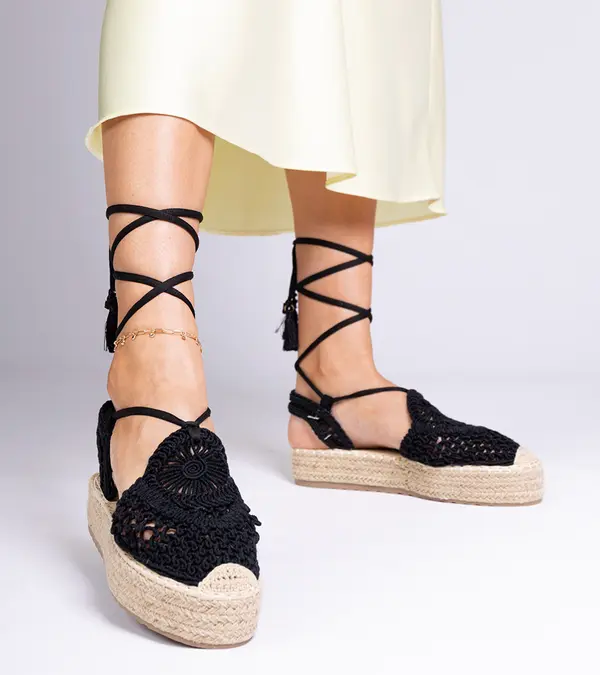 Gemre Gemre Black woven espadrille sandals Lemura