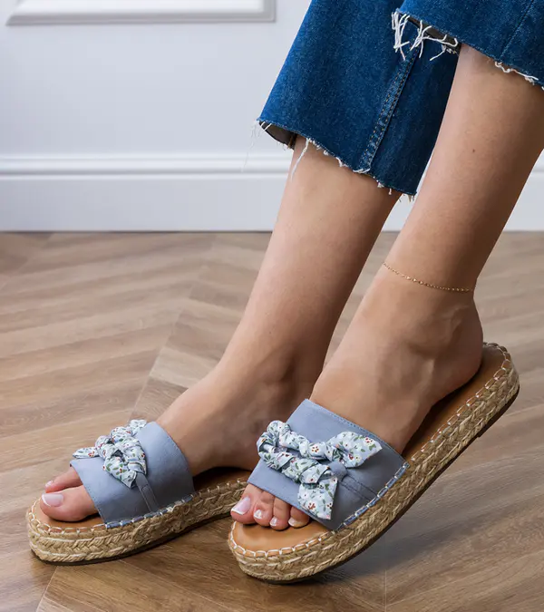 Gemre Gemre Blue espadrille flip-flops with a bow Kartis