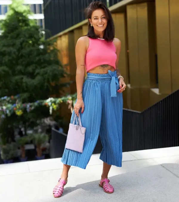 UR/CEO Gemre Blue wide pleated trousers Longo