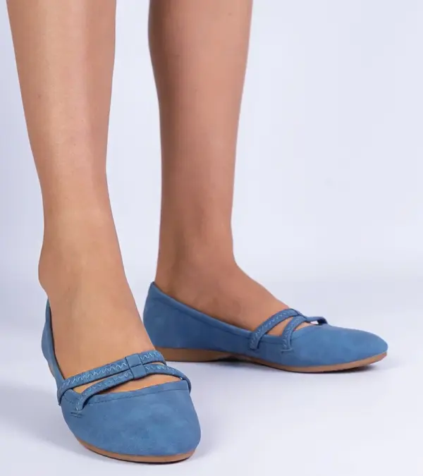 Gemre Gemre Blue women's ballet flats made of matte eco-leather Baronna