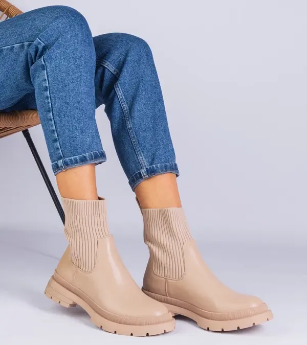 Gemre Gemre Brown ankle boots with fabric upper Kalvaria