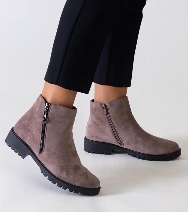 Gemre Gemre Brown ankle boots with metallic inserts eco-suede Branda