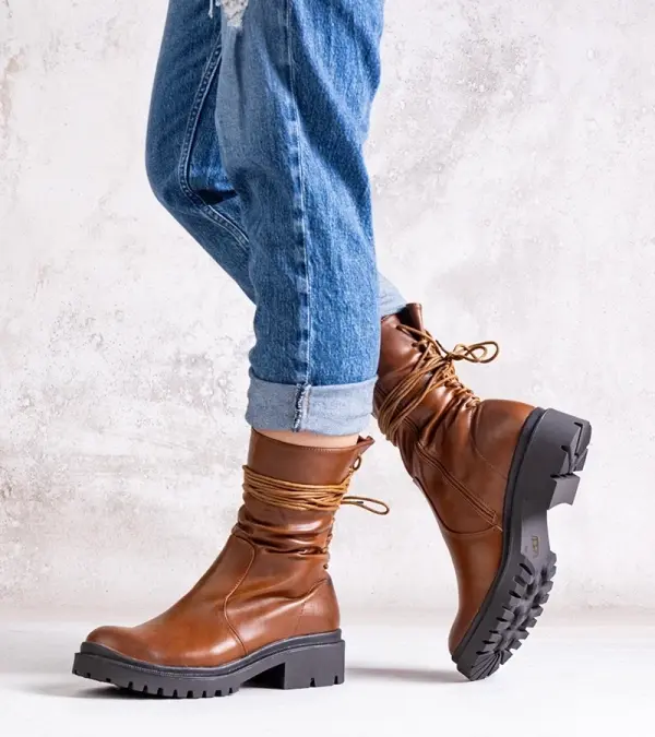 Gemre Gemre Brown eco-leather ankle boots Sahera