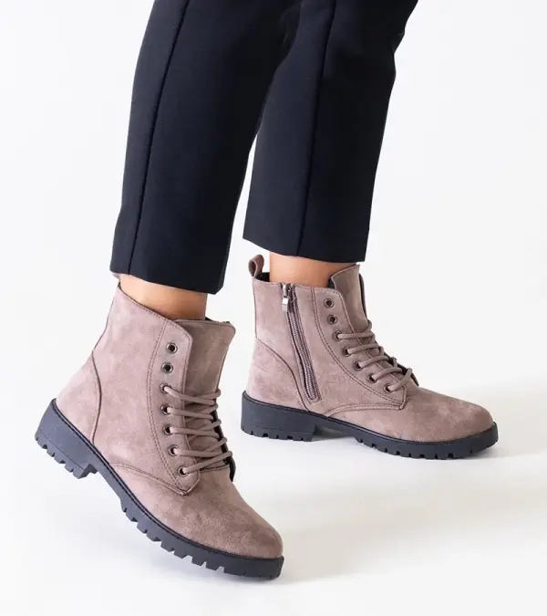 Gemre Gemre Brown eco-suede platform ankle boots Barosa