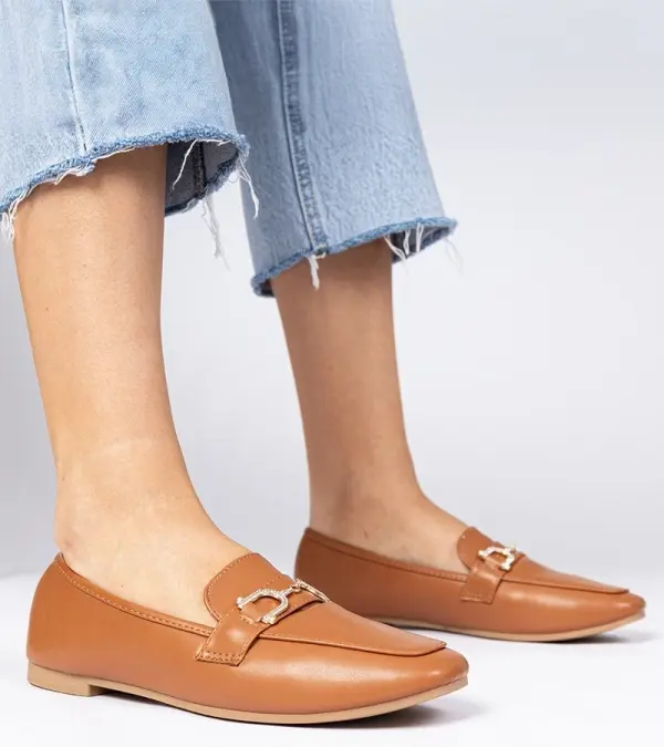 Gemre Gemre Brown elegant loafers with rhinestones Banzao