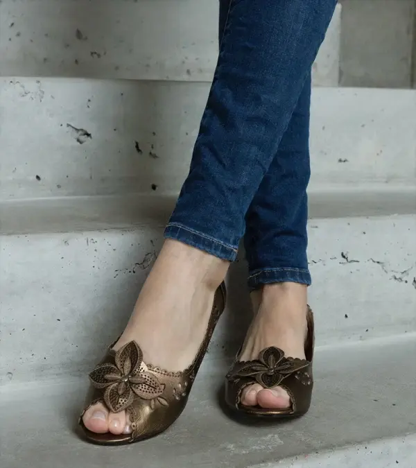 Gemre Gemre Brown open-toe lace ballet flats Ursull