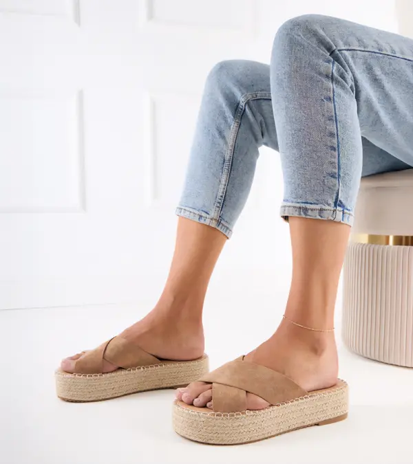 Gemre Gemre Brown platform espadrille sandals with straps Jerisa