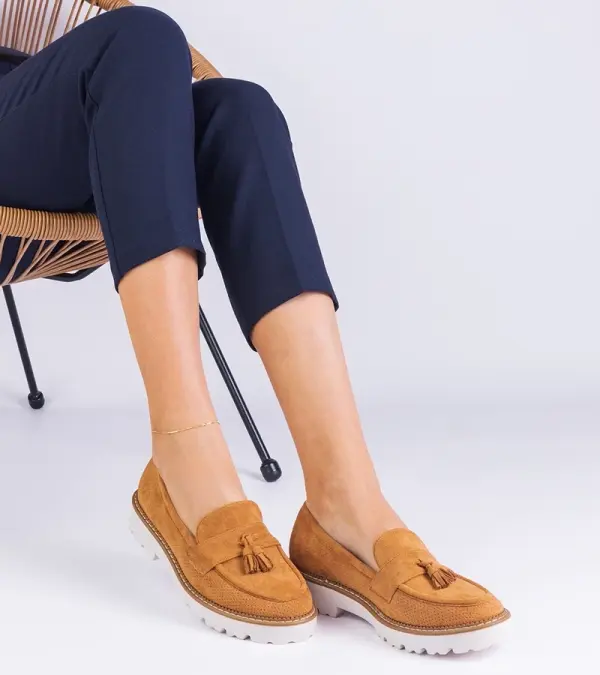 Gemre Gemre Brown women's eco-suede moccasins with embellishment Balada