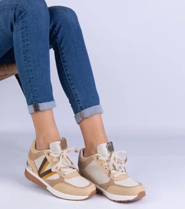 Gemre Gemre Brown women's sneakers with hidden wedge Ninella