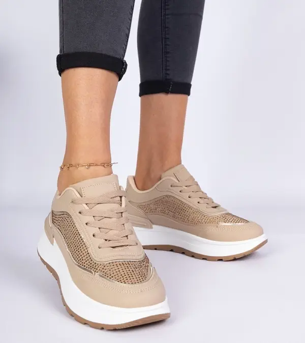 Gemre Gemre Brown women's sneakers with rhinestones Fucco