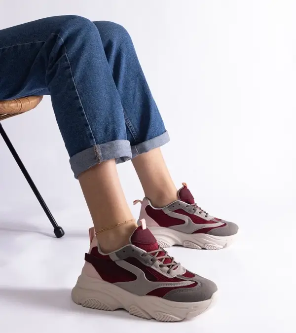 Gemre Gemre Burgundy-grey women's sneakers Milenka
