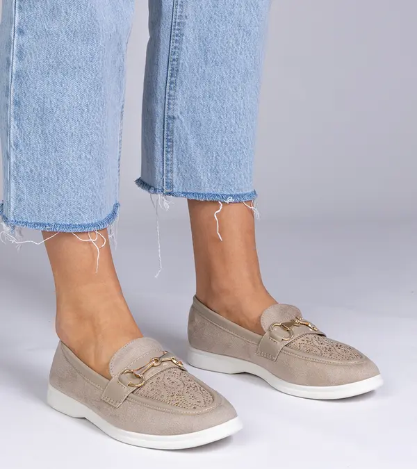 D/CEO Gemre Cream eco-suede loafers with rhinestones Minilla