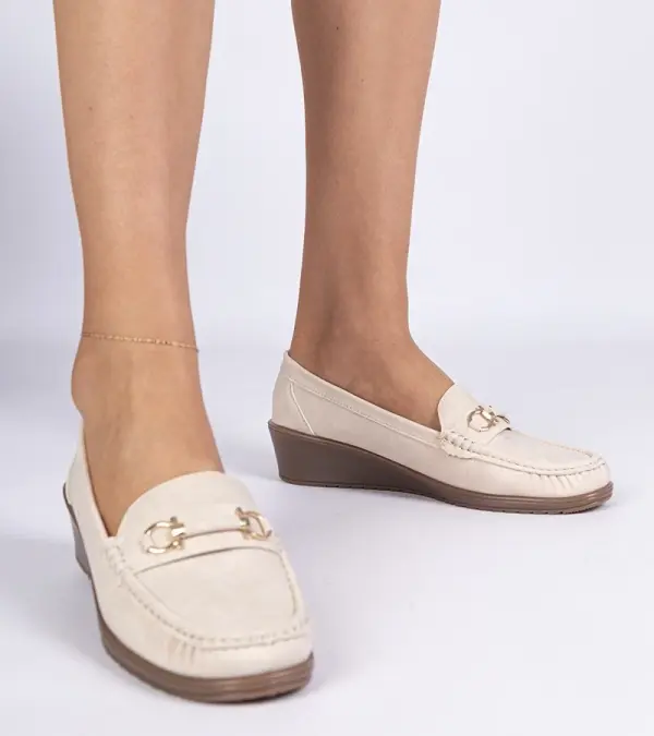 Gemre Gemre Cream women's wedge loafers Sameri