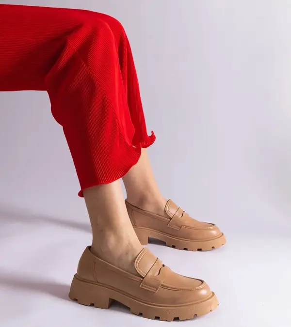 Gemre Gemre Dark beige women's loafers made of eco leather Violanda