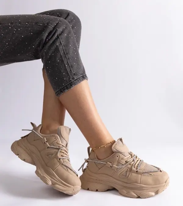 Gemre Gemre Dark beige women's sports sneakers Ivett